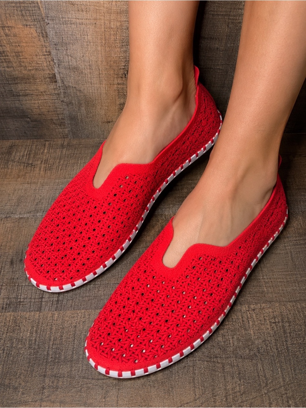 ILSE JACOBSEN HORN BAK  red slip-on shoes- size-38